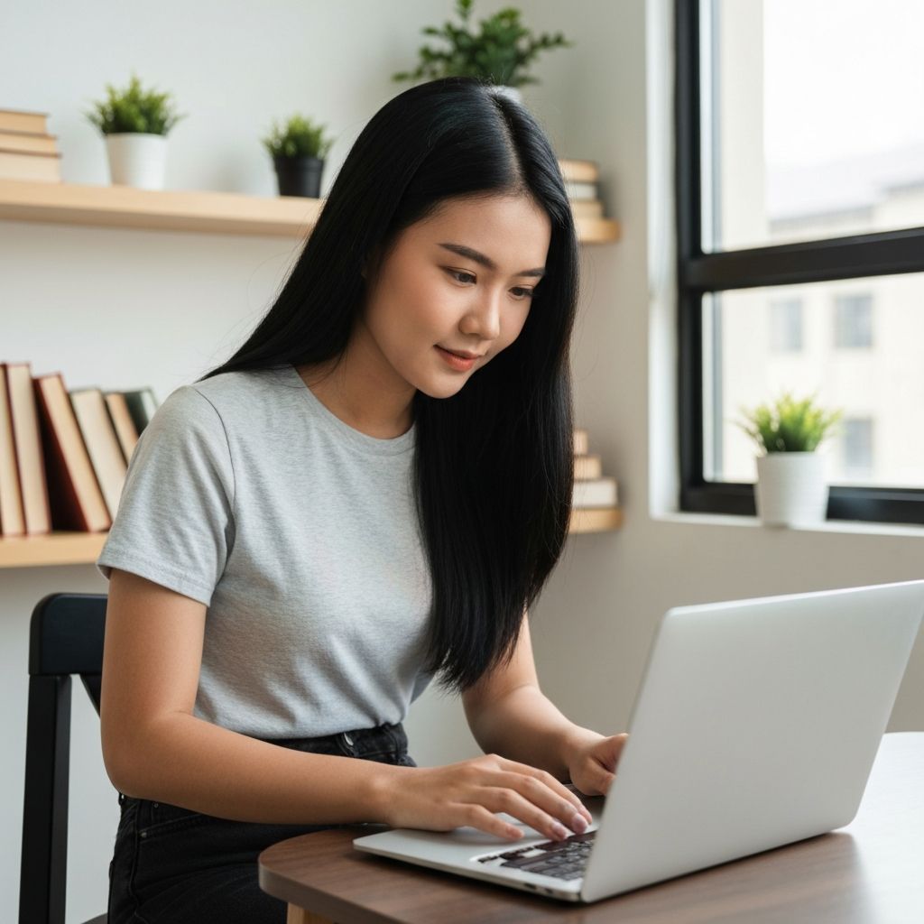 Student studying with laptop